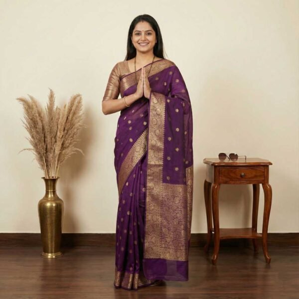 Purple Cotton Silk Saree