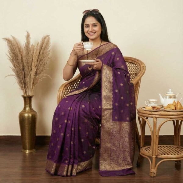 Purple Cotton Silk Saree
