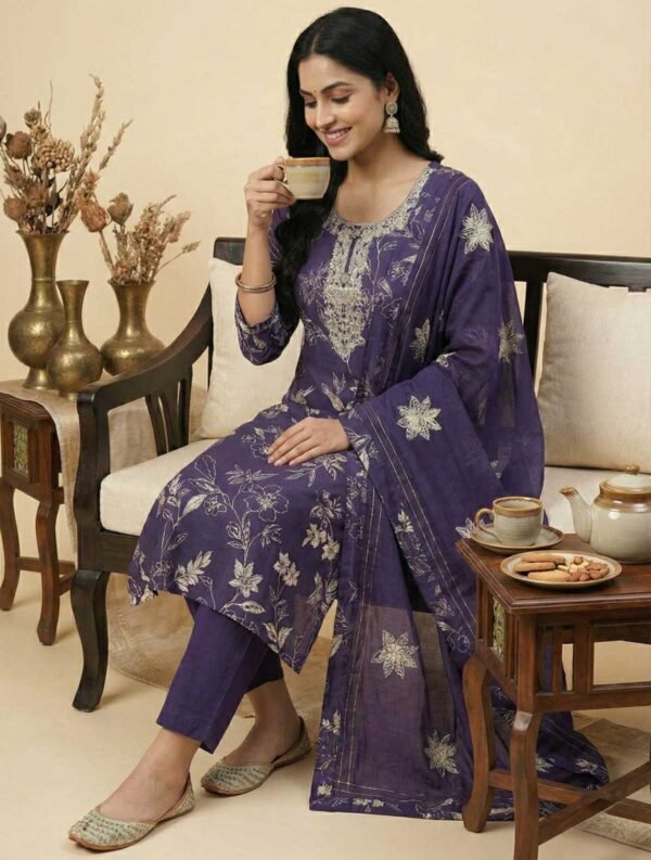 BS002271-1(2) Dark Purple Unstitched Suit