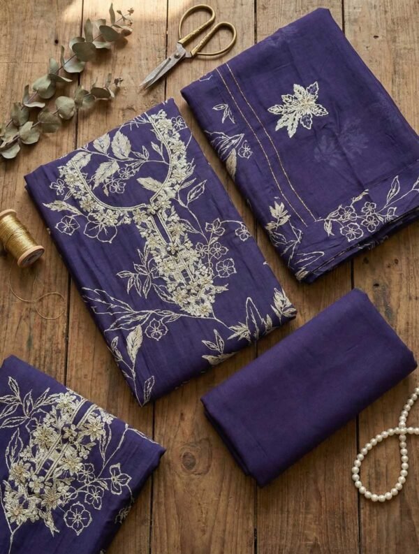 BS002271-1(3) Dark Purple Unstitched Suit