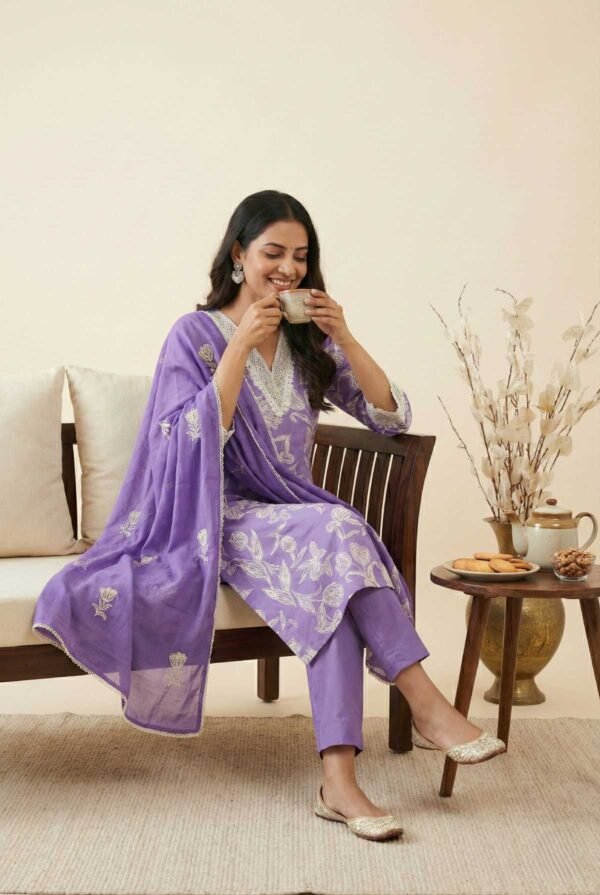 BS002278-1(2) Light Purple Unstitched Suit