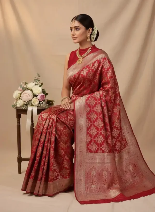 Handwoven Red Banarasi Silk Saree
