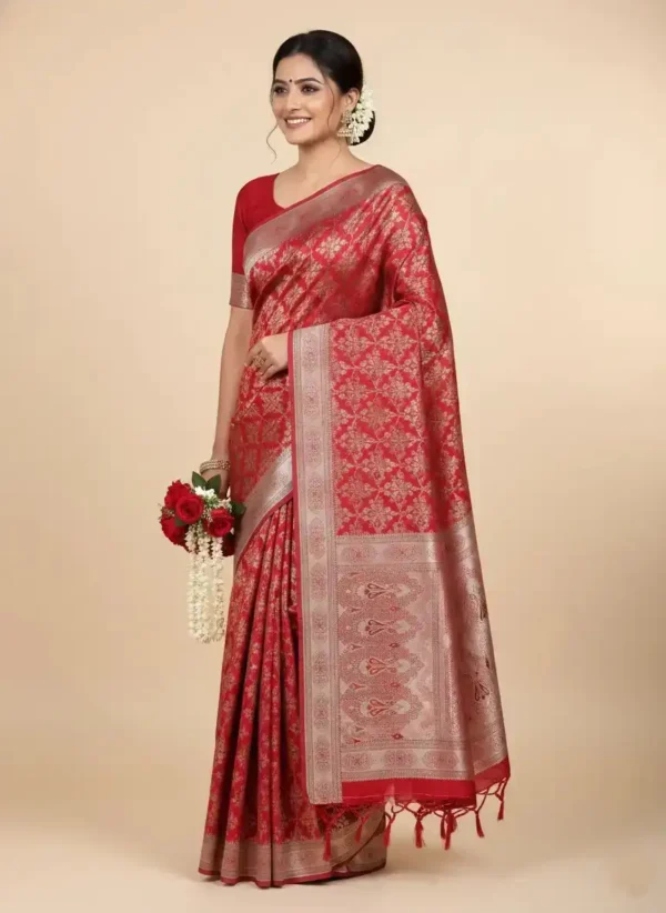 Handwoven Red Banarasi Silk Saree