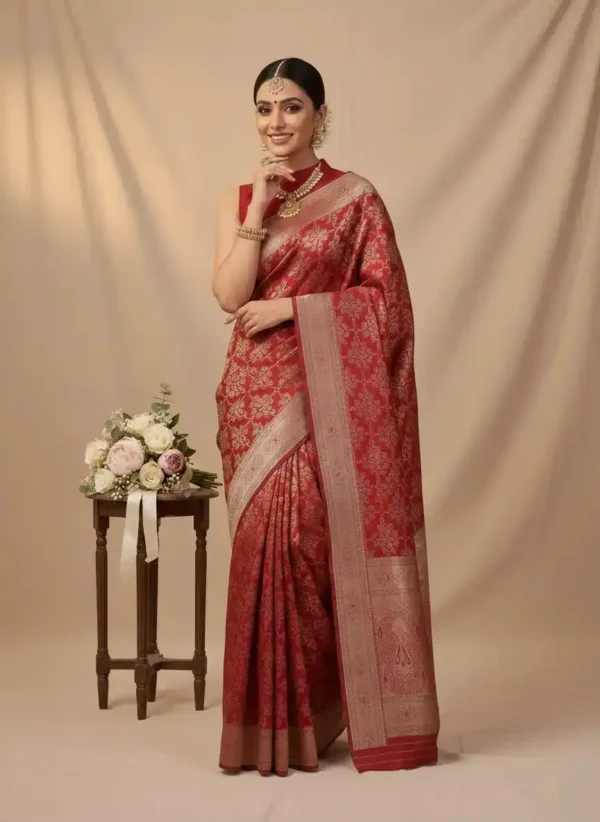 Handwoven Red Banarasi Silk Saree