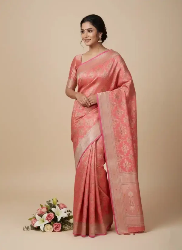 BS002301-2(4) Gajri Banarasi Silk Saree with Butta Design