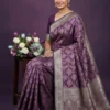 Purple Zari-Woven Banarasi Silk Saree