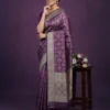 Purple Zari-Woven Banarasi Silk Saree