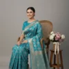 Turquoise Banarasi Silk Saree