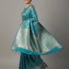 Turquoise Banarasi Silk Saree