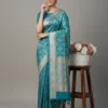 Turquoise Banarasi Silk Saree