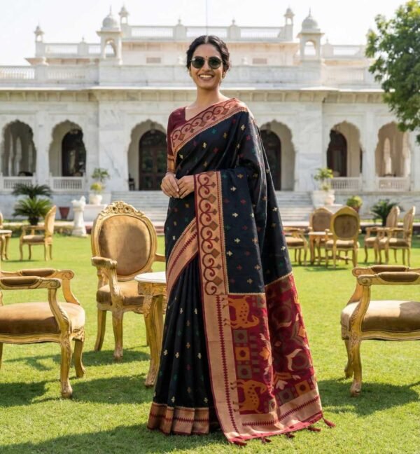 BS002302-1(3) Black Kanjivaram Silk Saree