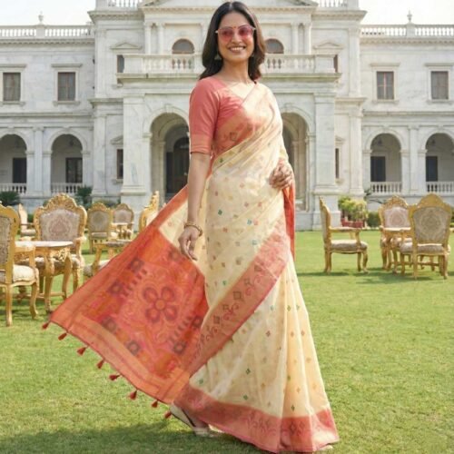 Off-White Kanjivaram Silk Saree