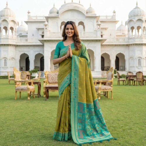 Muddy Yellow Kanjivaram Silk Saree