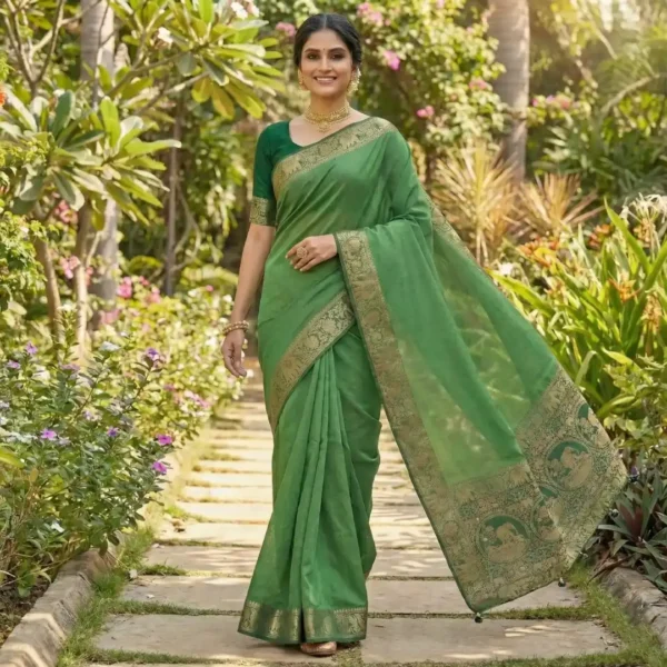 BS002314-1(3) Green Dola Silk Saree