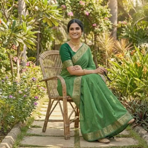 BS002314-1(4) Green Dola Silk Saree