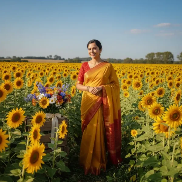 Mustard Yellow Dola Silk Saree