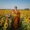 Mustard Yellow Dola Silk Saree