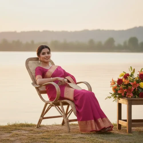 Magenta Dola Silk Saree