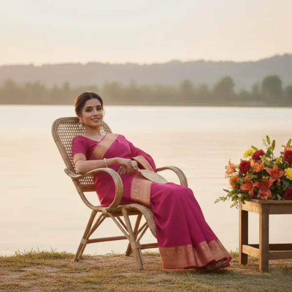 Magenta Dola Silk Saree