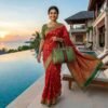 BS002318-1(3) Red Dola Silk Saree