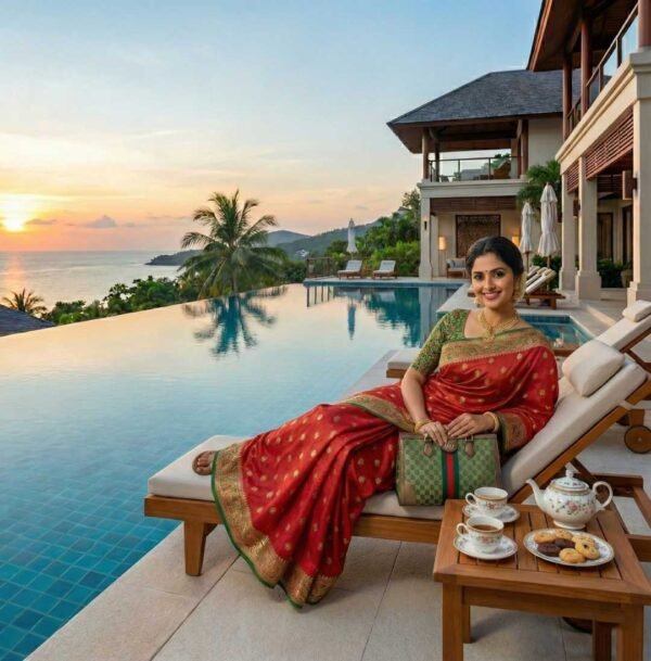 BS002318-1(4) Red Dola Silk Saree