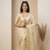 Cream Banarasi Pure Silk Saree