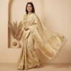Cream Banarasi Pure Silk Saree