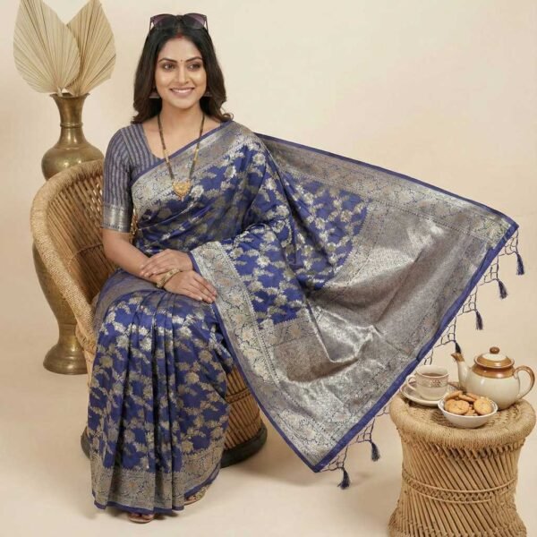 Royal Blue Banarasi Pure Silk Saree