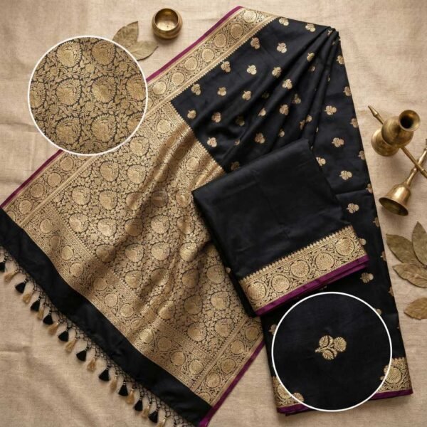 Black Banarasi Silk Saree