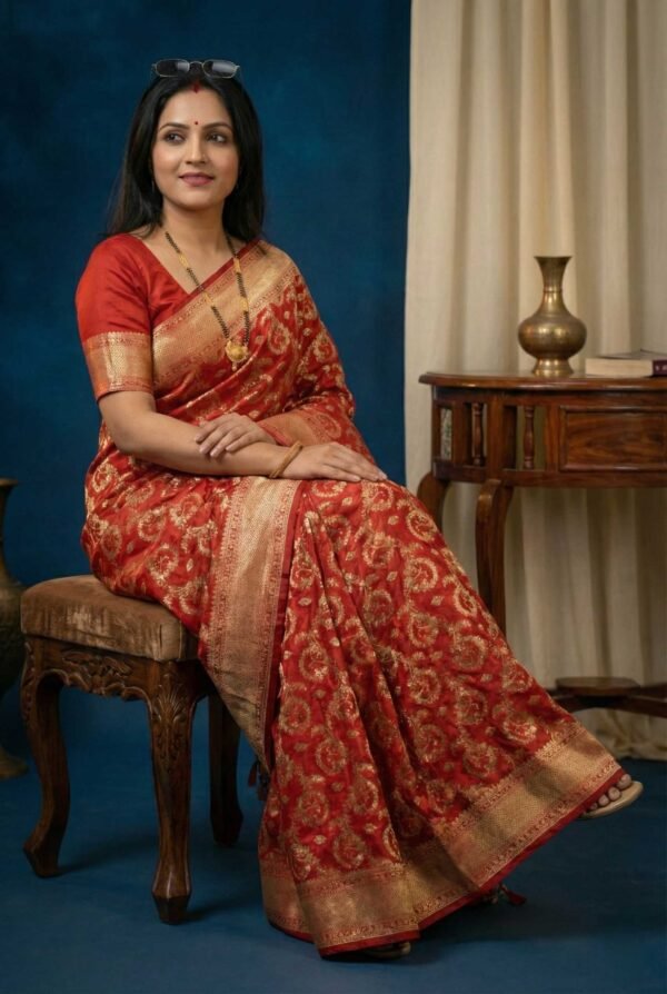 Rich Red Banarasi Pure Silk Saree