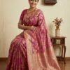 Pink Katan Pure Silk Saree