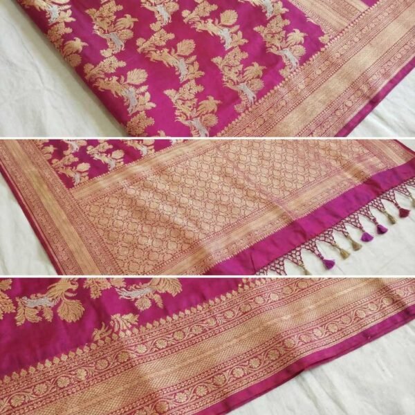 Pink Katan Pure Silk Saree