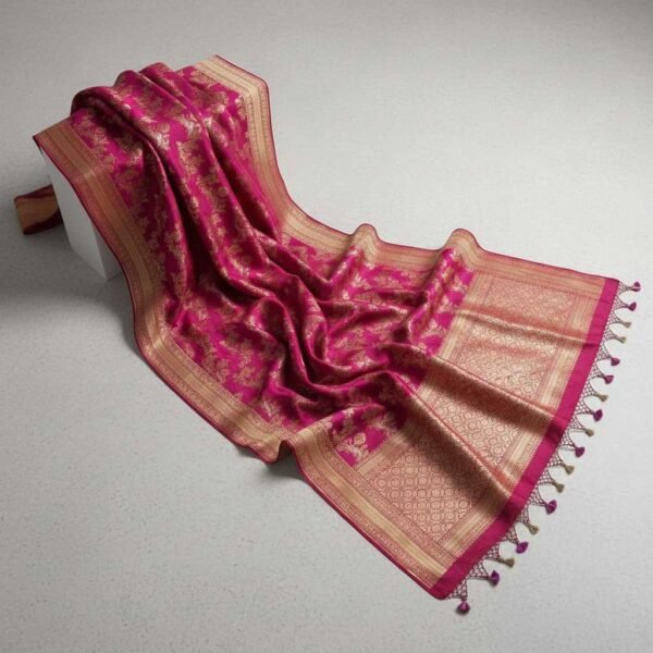 Pink Katan Pure Silk Saree