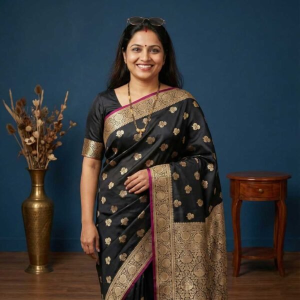 Black Banarasi Silk Saree