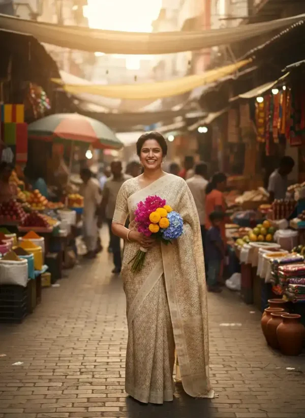 Cream Kanjivaram Silk Saree Cream Kanjivaram Silk Saree