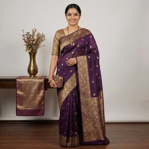 Dark Purple Cotton Silk Saree