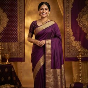 Dark Purple Dola Silk Saree