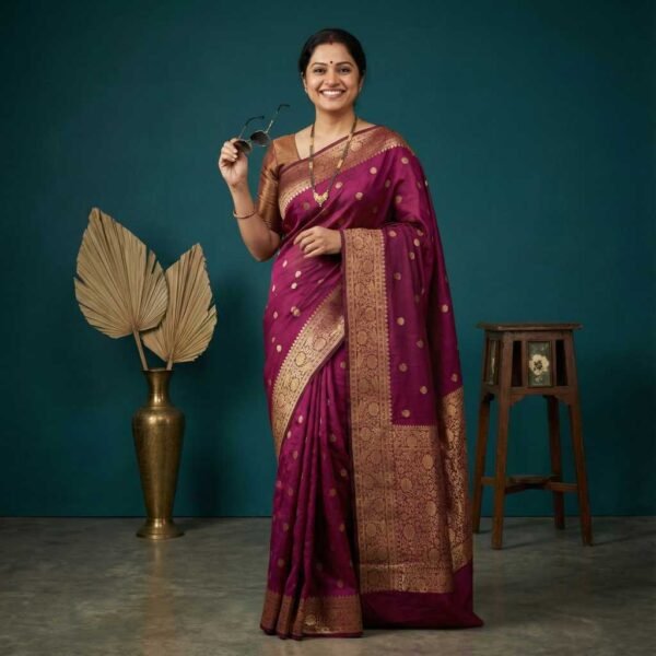 Dark Rani Cotton Silk Saree