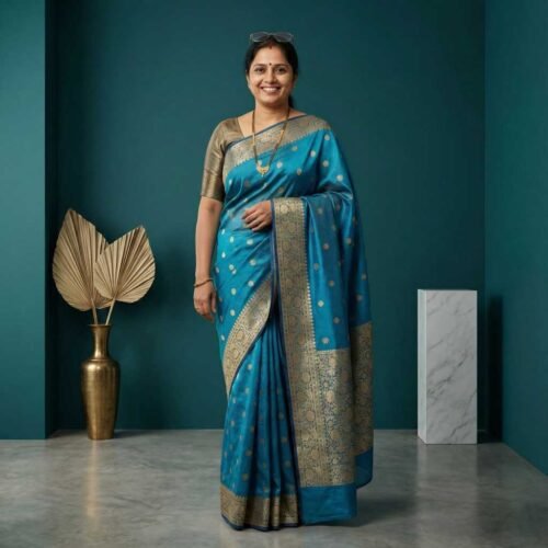 Firozi Cotton Silk Saree