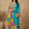 Firozi Silk Unstitched Suit