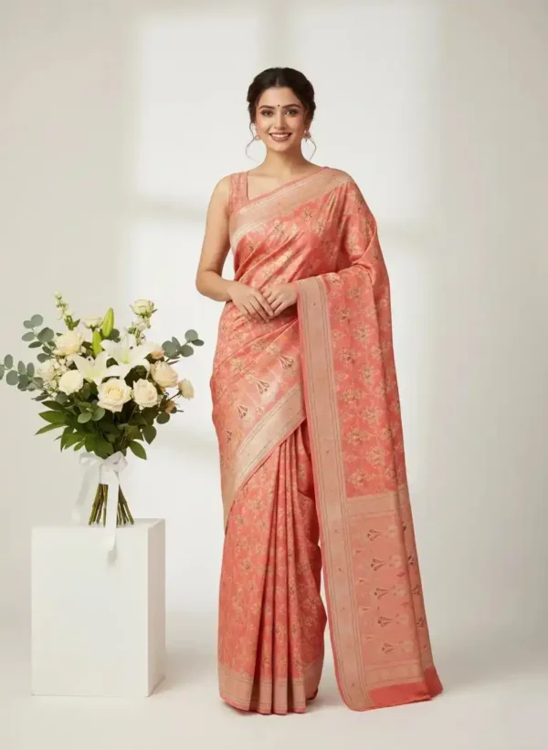 Gajri Silk Saree Gajri Banarasi Silk Saree