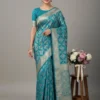 Turquoise Banarasi Silk Saree