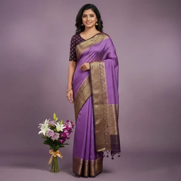 Lavender Dola Silk Saree