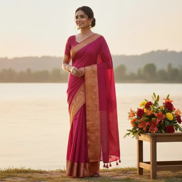 Magenta Dola Silk Saree
