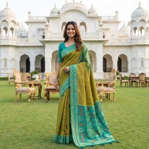 Muddy Yellow Kanjivaram Silk Saree