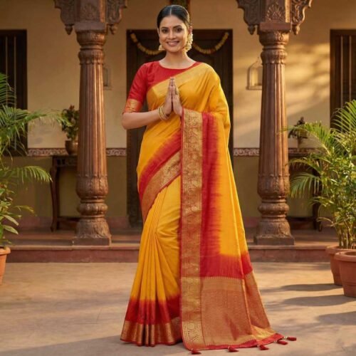 Mustard Dola Silk Saree