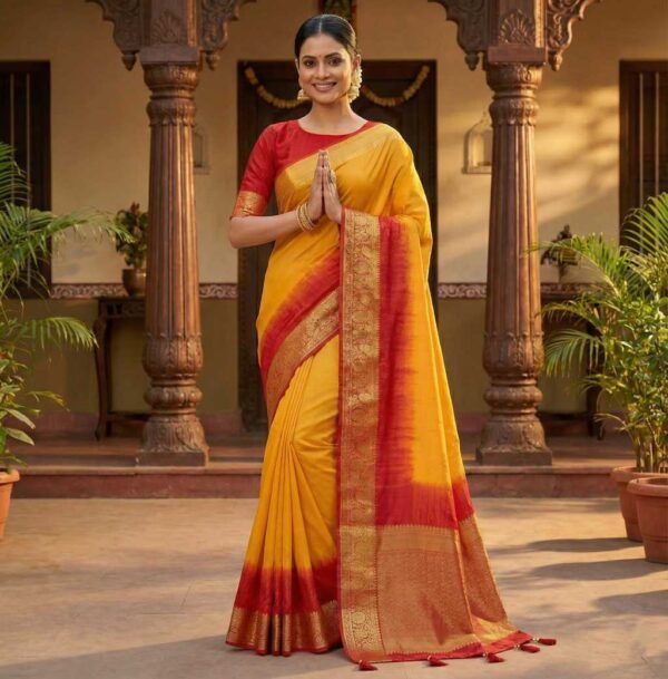 Mustard Dola Silk Saree