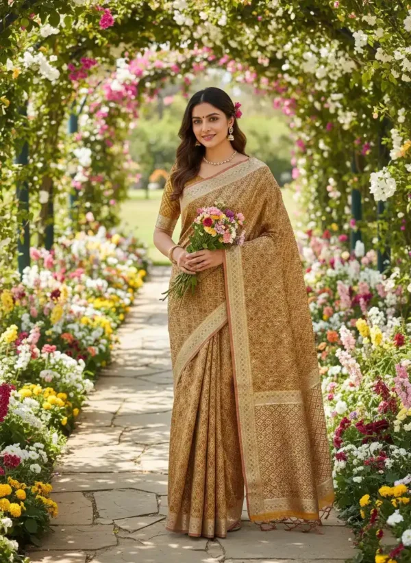 Mustard Kanjivaram Silk Saree