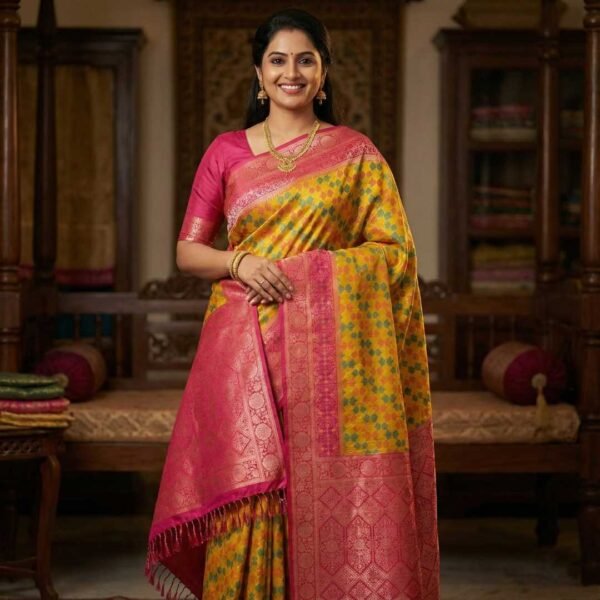 Mustard Pink Kanjivaram Silk Saree Mustard Pink Kanjivaram Silk Saree