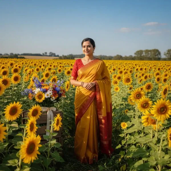 Mustard Yellow Dola Silk Saree